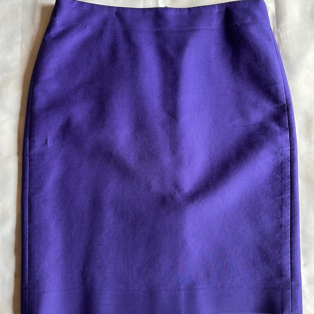 J.CREW No. 2 Pencil Skirt Purple Cotton Blend Knee Length Sz. 8 EUC